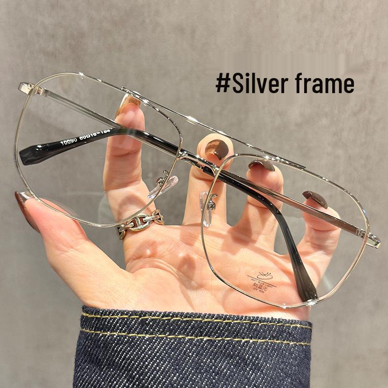 

Сверхлегкая золотая мужская оправа для очков с двойной переносицей - Очень большая, стройнящая посадка для рецептурных линз