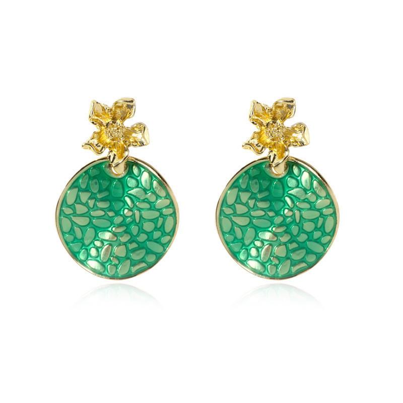 Stylish European American Metal Flower Earrings For Women Multiple Colors