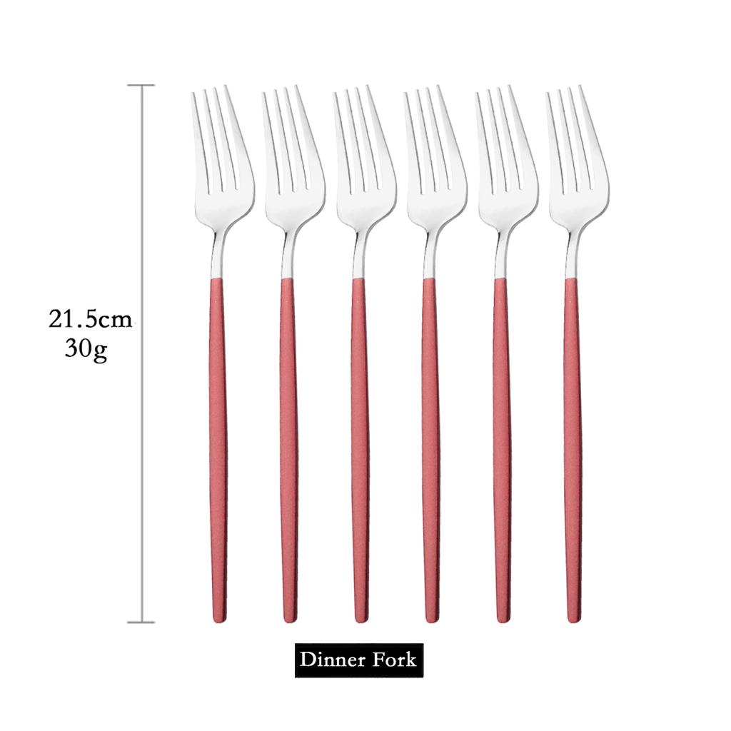 6Pcs Colorful Cutlery Set Stainless Steel Dinner Fork Set Dessert Cake Fork Fruit Salad Fork Tableware Set Kitchen Flatware Set