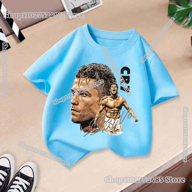 CR7 Cristiano Ronaldo Kids T-shirts Cartoon Clothes Shorts Sleeve Tee Football Star Printed Boutique Casual Tops Apparel Gifts