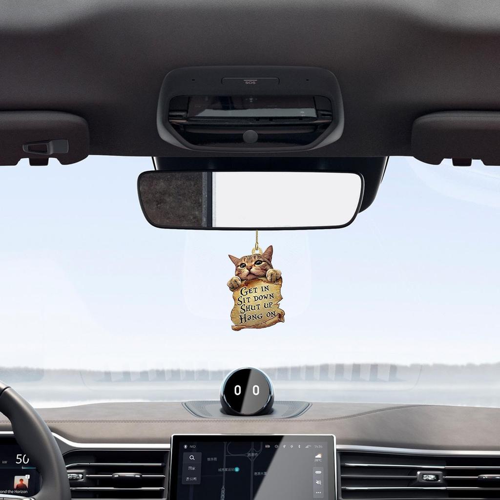Cat Design Car Rearview Mirror Ornament - Versatile decoration with backpack and keychain, cute