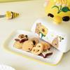 Bee Sunflower Fairy Ceramic Butter Dish with Knife Decorative Dessert Plate