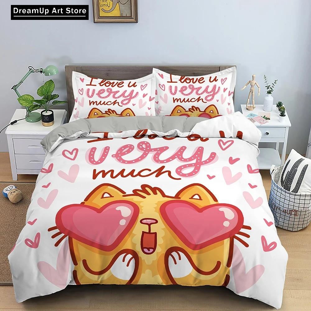 

3D Print Fashion Cartoon Dinosaur Cat Bedding Set Boys Girls Twin Queen Full Size Duvet Cover Pillowcase Bed Adult Bedroom EU Single 90x200cm