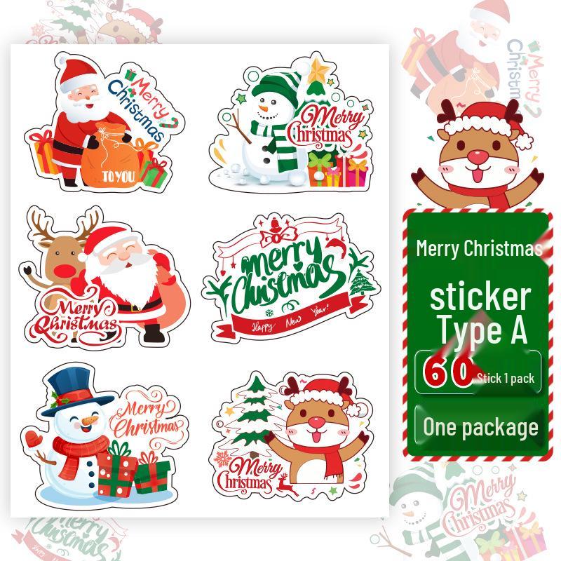 2025 Cute Christmas Stickers: Cartoon Santa, Snowman, Reindeer Decals for Christmas & New Year