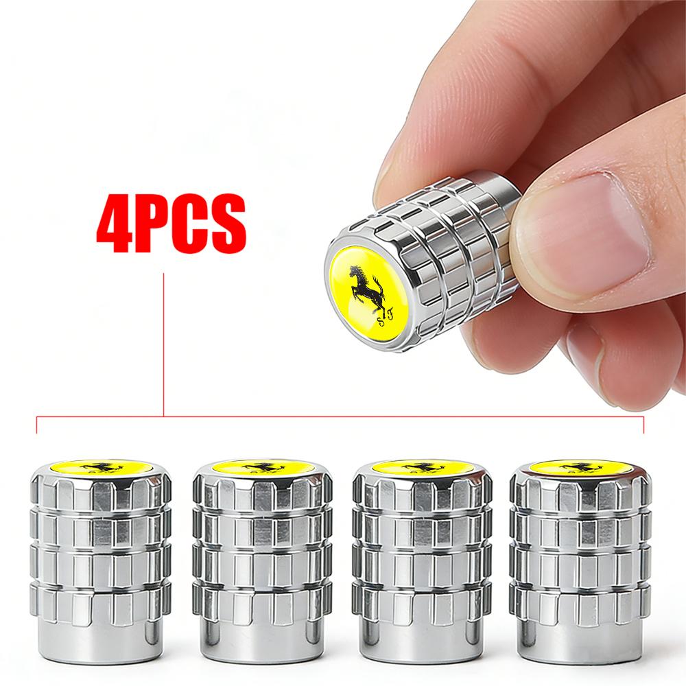 4pcs Metal Alloy Car Wheel Tire Valve Caps Tyre Rim Stem Covers for Ferrari 308 GT4 328 GTB GTS F355 360 Modena F430 458ltalia JG2