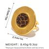 Minimalist 18K PVD Golden Plated 316 Stainless Steel Rings Chunky Zircon High QualityCharm Stylish Boho Leopard Golden Zircon