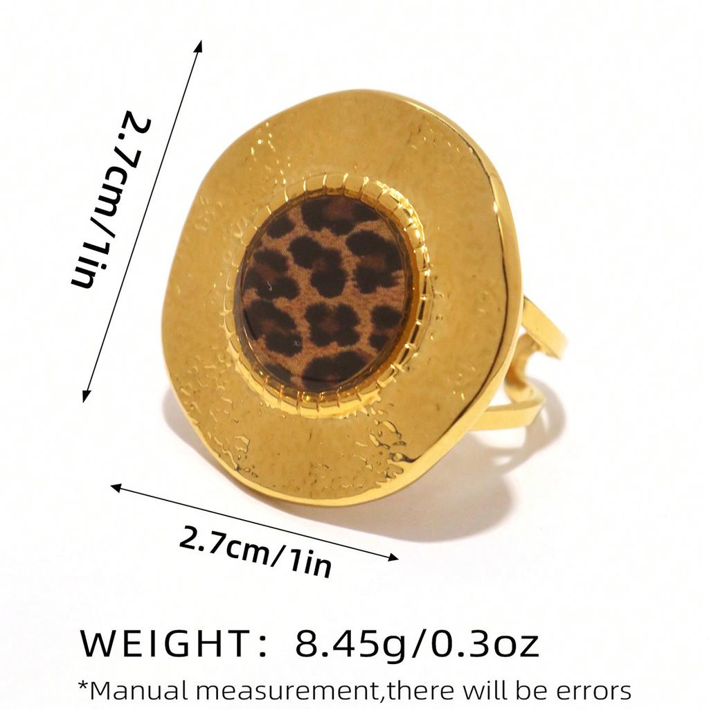 Minimalist 18K PVD Golden Plated 316 Stainless Steel Rings Chunky Zircon High QualityCharm Stylish Boho Leopard Golden Zircon