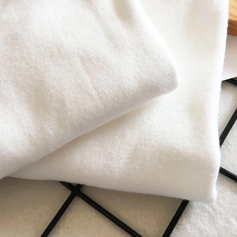 Детский топ с длинными рукавами из чистого хлопка — стиль весна-осень, цвет белый, размеры для девочек и мальчиков, от маленького до среднего.