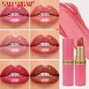 Nude Pink Luxurious Metallic Glitter Lipstick Long-Lasting Waterproof Non-Fade Shimmery Pearl Sparkling Brown Lip Gloss Makeup
