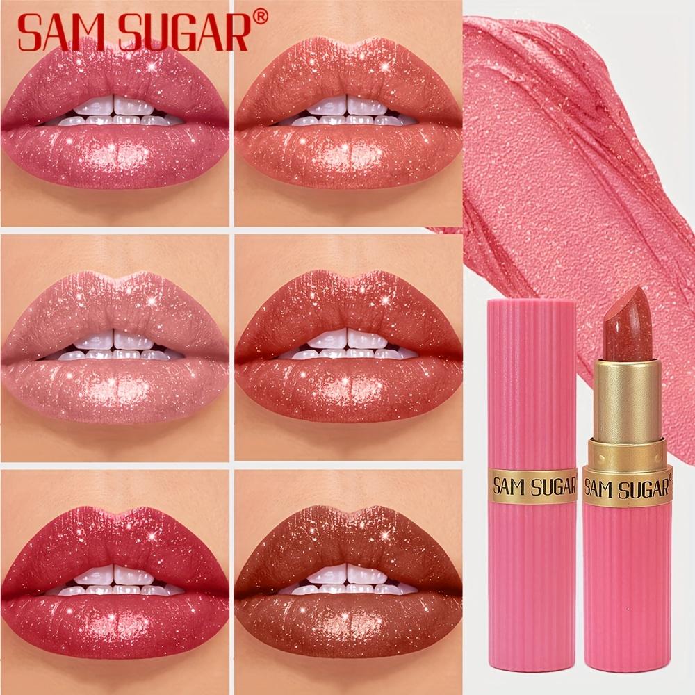 Nude Pink Luxurious Metallic Glitter Lipstick Long-Lasting Waterproof Non-Fade Shimmery Pearl Sparkling Brown Lip Gloss Makeup
