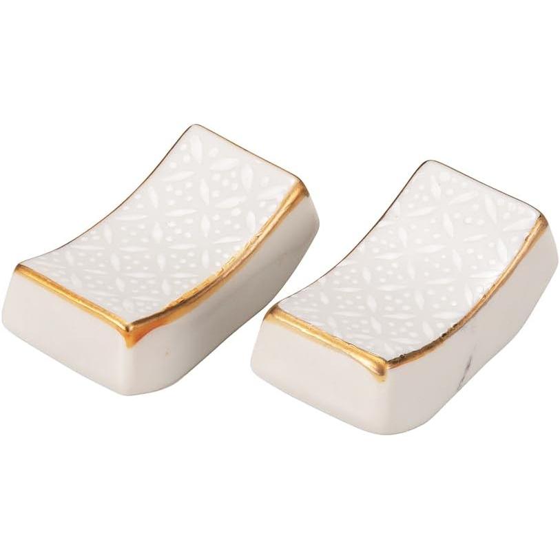 Nakamaru Kutani Ware Set of Chopstick Rests - White Shippo K9-430, Everyday Kutani Ware Chopstick Rests, Traditional Craft, Affordable, Brightens