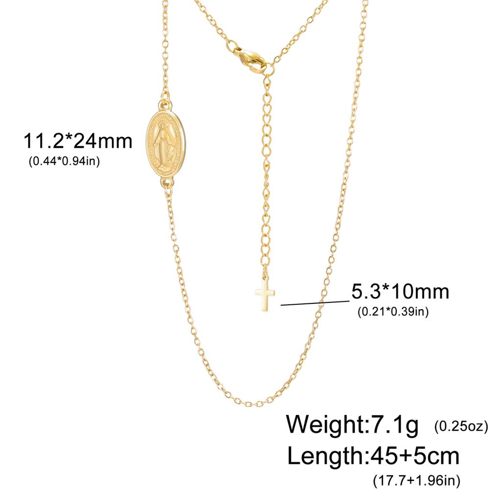 EUEAVAN Virgin Mary Cross Pendant Necklace for Women Holy Mother Maria Necklaces Stainless Steel Christian Amulet Jewelry Gift