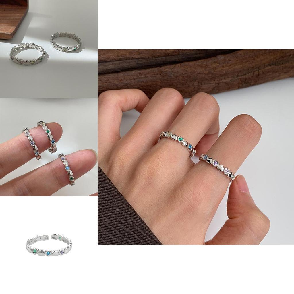 Trendiger Ins Style Herzring für Damen mit eleganten bunten Edelsteinen und verstellbarer Größe