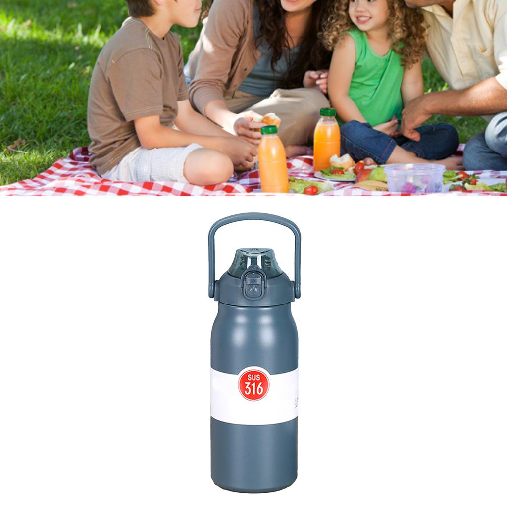 1000ml Stainless Steel Sports Water Jug Large Capacity Portable Insulated Water Bottle with Handle and Straw for