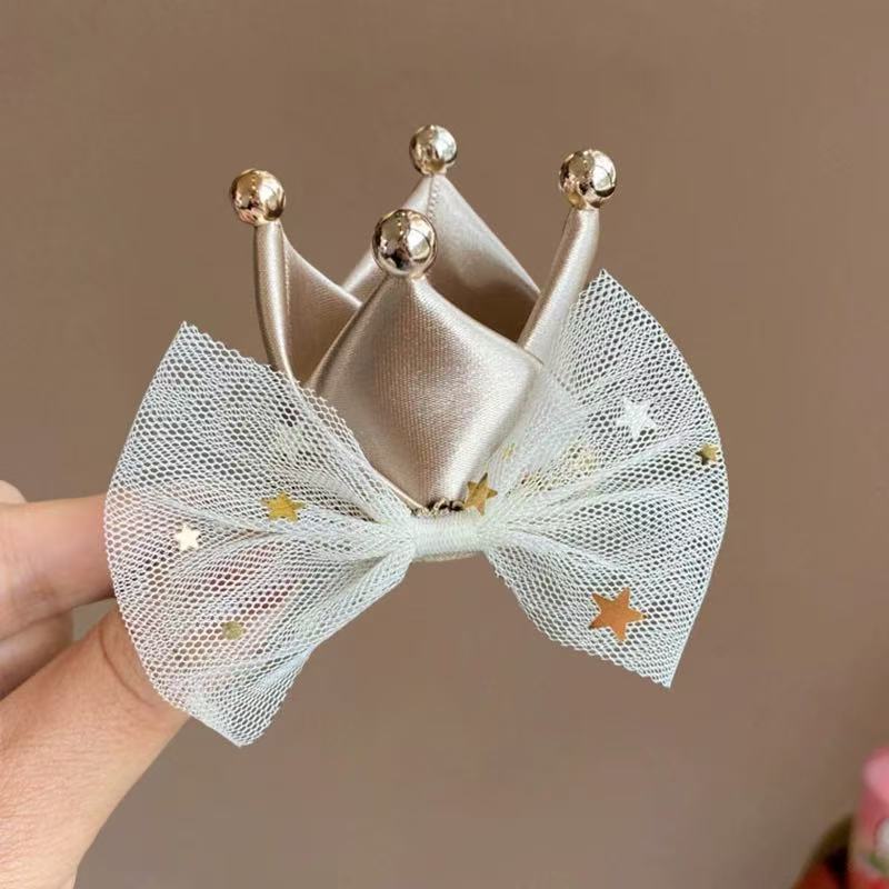 Princess Children Girl Hairpin Vintage 3D Crown Mesh Hair Clip for Kid Girl Birthday Party Decroative Hair Clip Gift