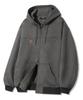 Trillion Leather Patch Suede Work Zip-Up Hoodie_Gray