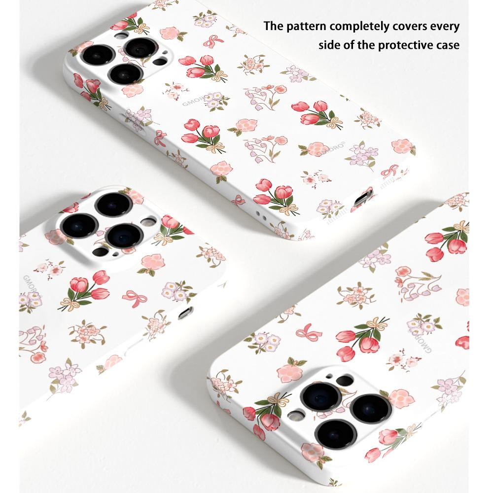 Fresh Wind Tulip Floral Mobile Phone Case 12 Anti-drop Film Mobile Phone Case iPhone17 Women's High-end Sense