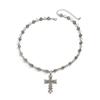 European and American hip-hop niche retro necklace for men, personalized cross pendant, patterned chain, collarbone chain, men's accessories