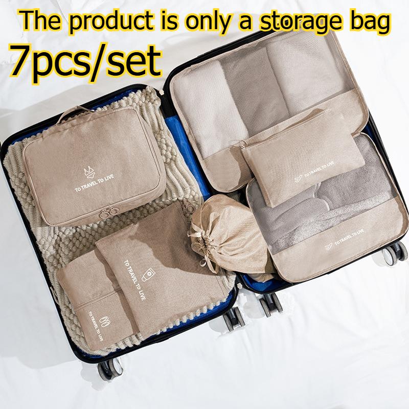 7pcs/set Travel Storage Bag Luggage Clothing Underwear Shoe Organizer Pouch Large Capacity Garment Travel Organizer Bag