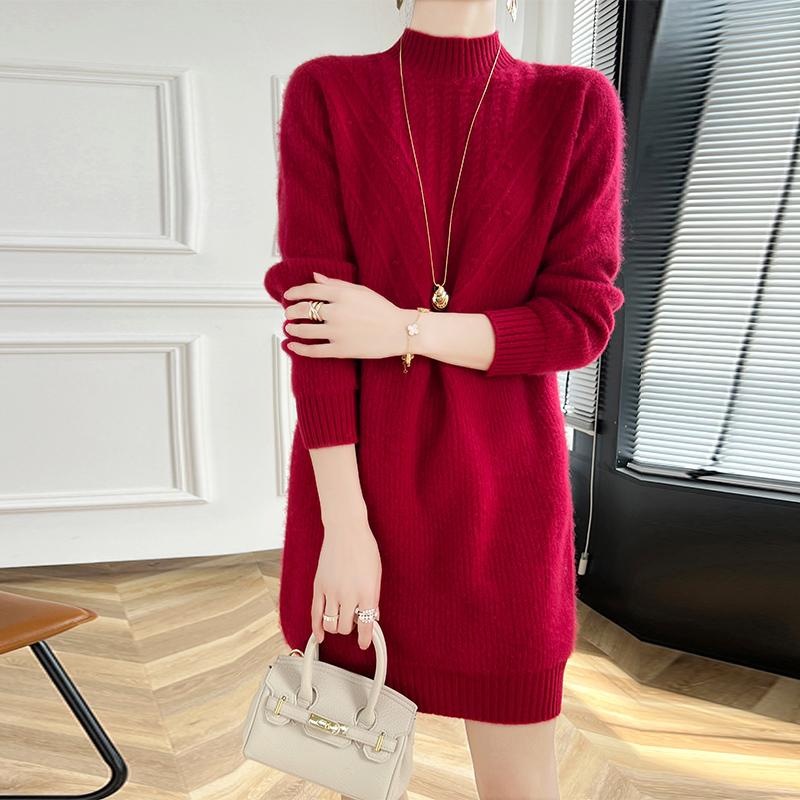 Rochie damă din cașmir Qinghe cașmir 30% cașmir 70% lână toamnă și iarnă fustă cașmir moale și caldă