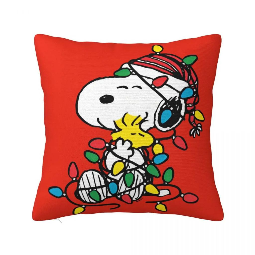 Holiday Snoopy Woodstock Stocking Pillow Case Cushion Cover Polyester Pillow Cover Cute Fun Pillowcases For Living Room Chair