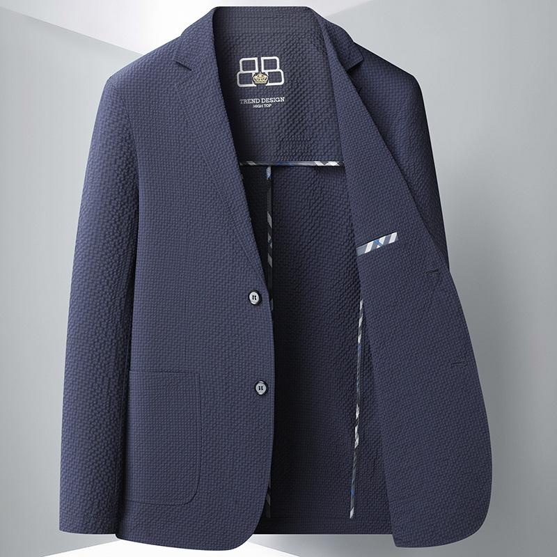 Completo Seersucker Elasticizzato Monostrato Primavera Estate da Uomo Versione Coreana Slim Fit Senza Stiro Casual Giovane