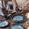 Hand-Painted Magnolia Kiln-Glazed Ceramic Octagonal Fish Plate