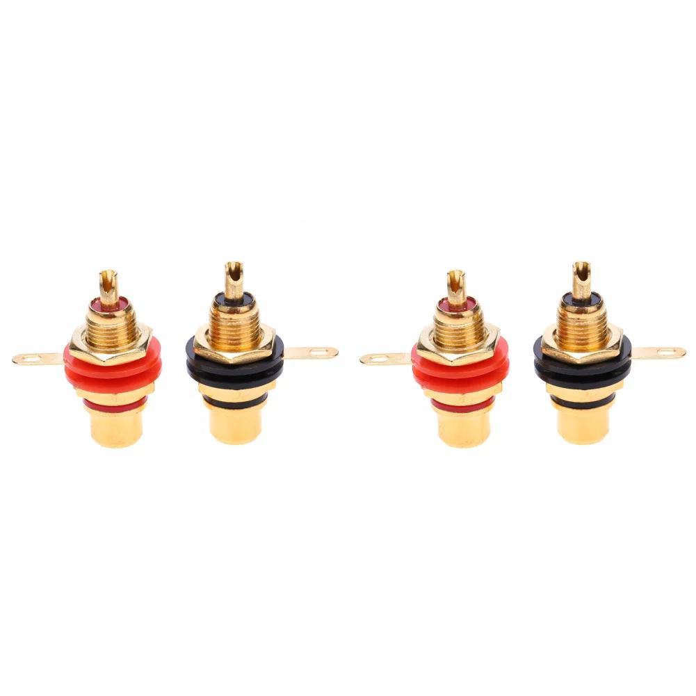 2-16pcs Chassis Panel Mount Adapter Zinc Alloy Gold Plating Female RCA Jack Connector Accessories RCA Female Plug Audio Socket