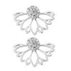 Women Fashion Shiny Rhinestone Hollow Out Ear Jacket Stud Earrings Jewelry Gift