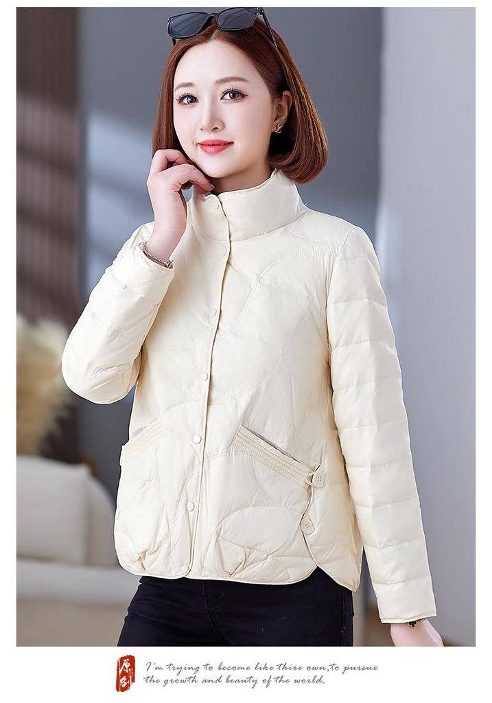 White Duck Down Women's Short Jacket - 2025 Winter Stylish Warm Lightweight Outerwear for Mothers