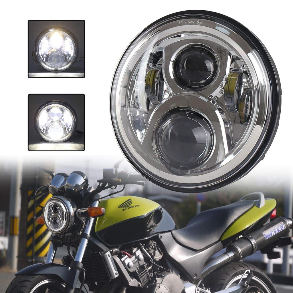 MOVOTOR CB400SF Headlight 7 Inch LED Headlamp for Honda Motorcycle Beam Chrome 1 Piece Hi/Lo
