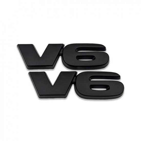 2x Black Metal V6 Emblem 3D V-6 Engine Bagde Car Fender Sticker Sport Decal