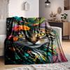 1pc Floral Cat Artwork Blanket Lightweight Blanket Throw Blanket For Sofa, Bed, Travel, Camping, Livingroom, Office, Couch, Chair Yy251010083