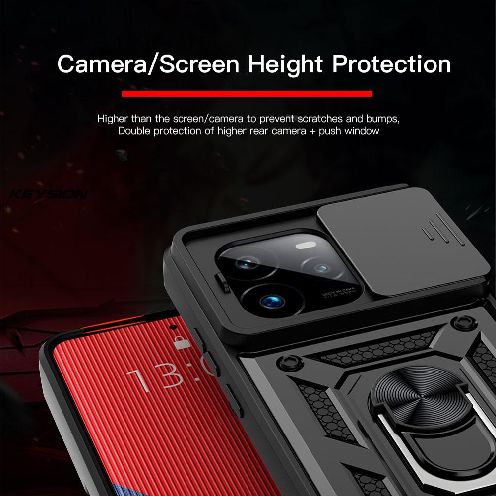 KEYSION Shockproof Armor Case for Realme GT 7 Pro Slide Camera Lens Protection Ring Stand Phone Cover for OPPO Realme GT 7 7T 5G