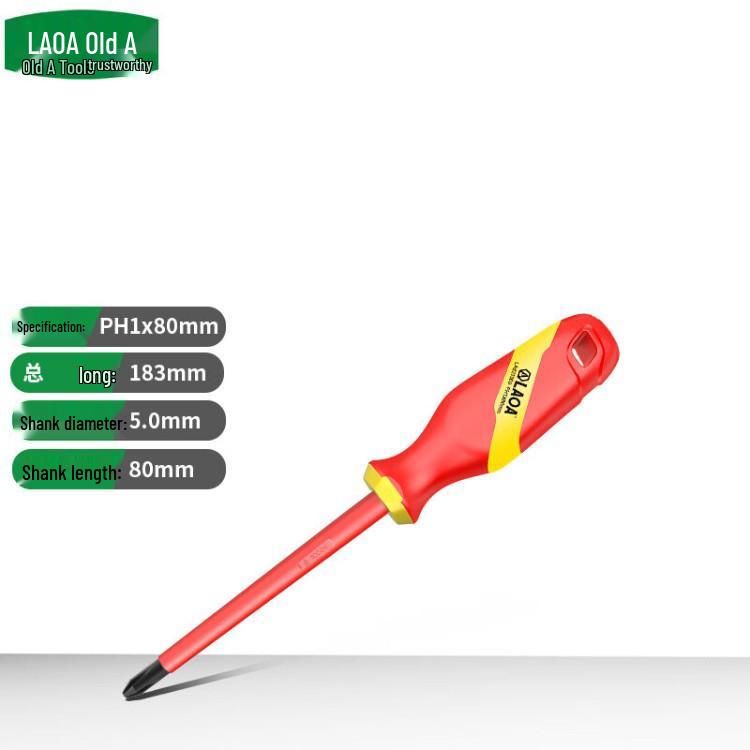 Old A High Voltage 1000V Phillips and Flathead Insulated Screwdriver - VDE Certified for Electricians