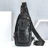 Genuine Leather Chest Bag, Men's Shoulder Bag, Crocodile Patterned Chest Bag, Casual Mobile Phone Crossbody Bag, Men's Bag