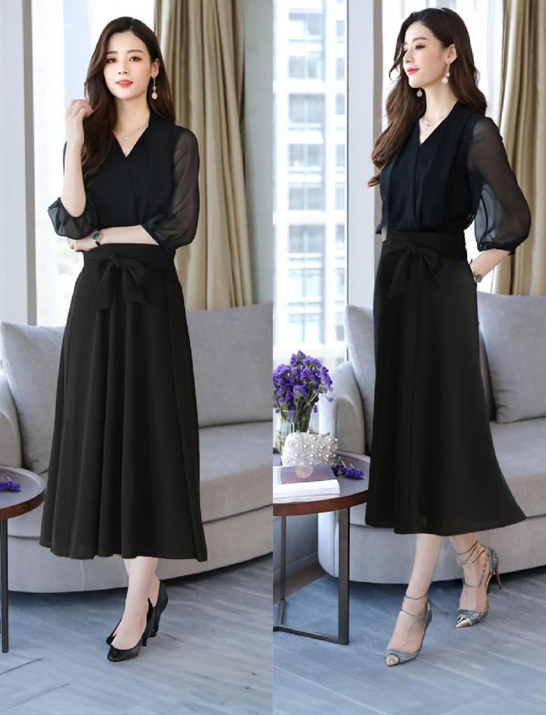 Natucie Plus Size See-Through Dress, Wedding, Party, (M, Black)