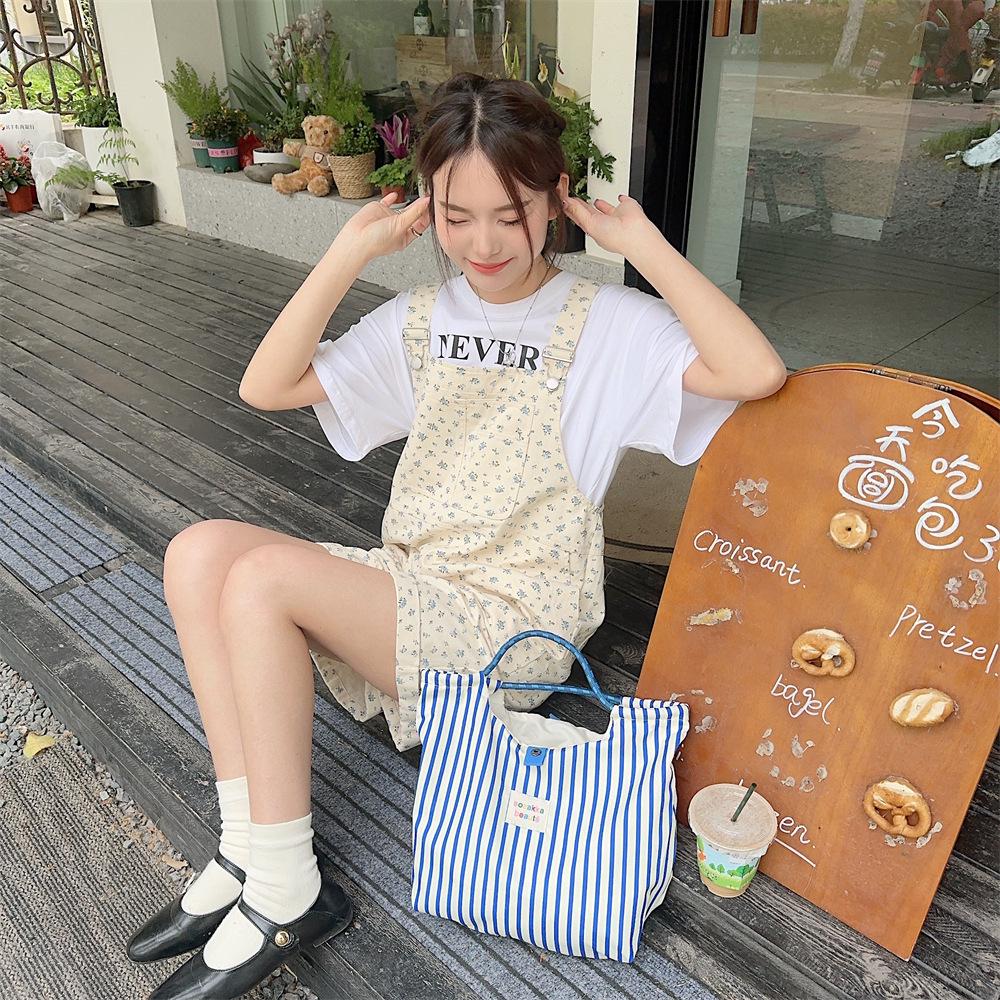 Korean Cartoon Canvas Tote Bag for Women - Large Capacity Handbag for Shopping & Work