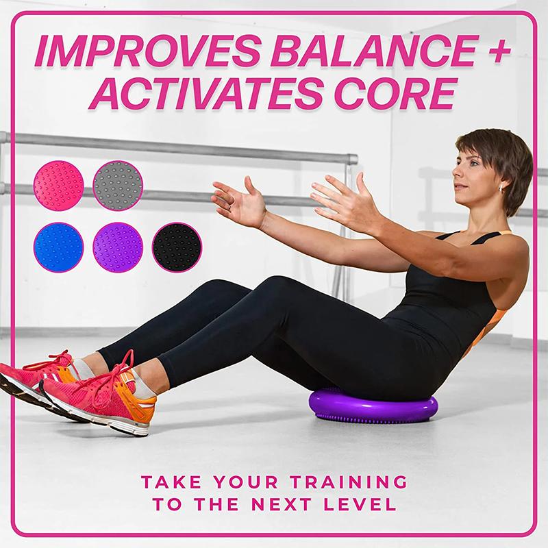 Rooxin Wobble Cushion Yoga Mat Balance Mat Fitness Exercise Inflatable Balance Pad Massage Rehabilitation Pad W/ Air Pump