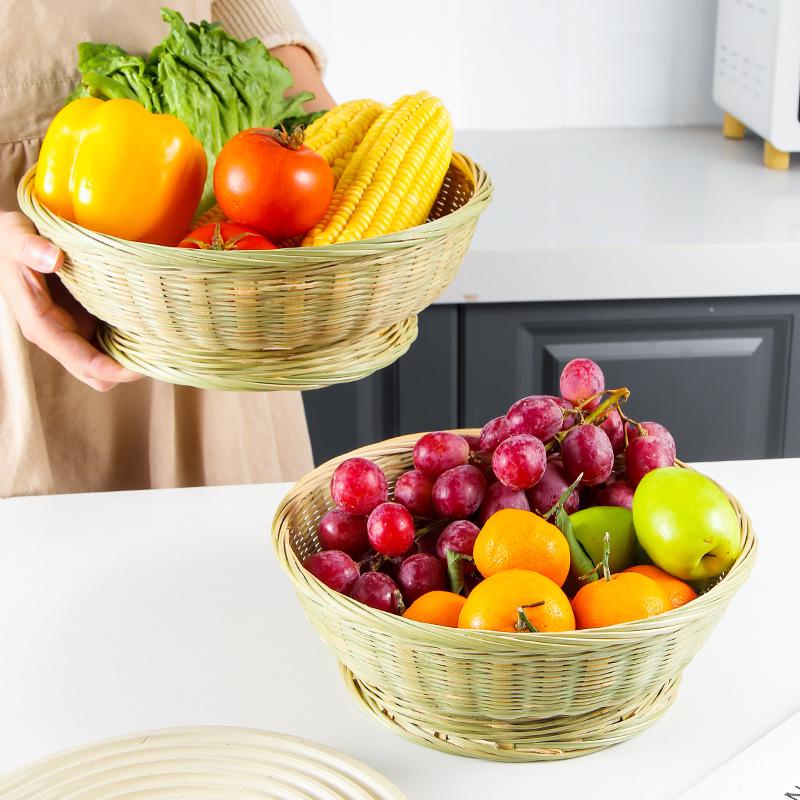 Creative Farmhouse Bamboo Woven Storage & Sieve Basket for Kitchen & Vegetable Use