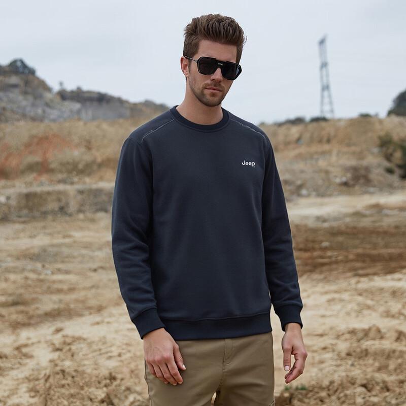 Jeep Men's Thickened Warm Casual Round Neck Sweatshirt