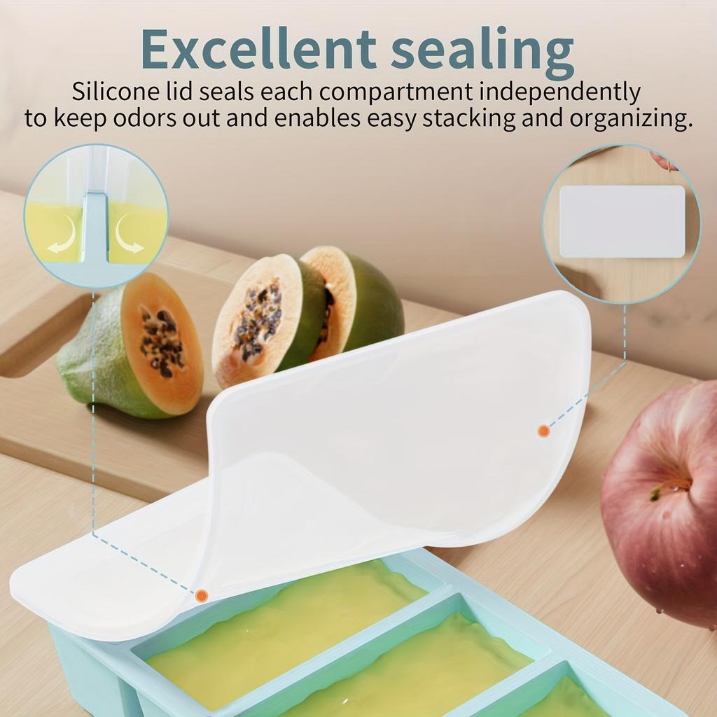 1/4 Stück Großes Rechteckiges Eiswürfelform-Set mit Deckel Stapelbare Gefriertabletts für Flaschen Getränke Lange Würfelform Küchenartikel