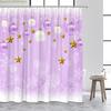 Pink Christmas Shower Curtain Xmas Balls Gold Stars Snowflakes New Year Home Bathroom Decor Bath Curtains Washable with Hooks