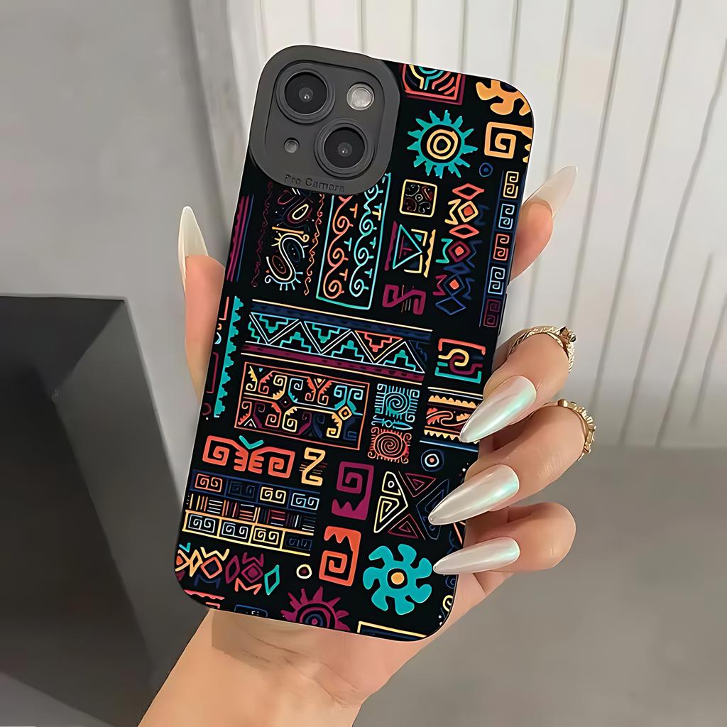 Bohemian Style Patterned Phone Case For iPhone 17 16e 16 15 14 13 12 11 Mini Air Pro Max X XR XSMax 8 7 6 6S Plus Silicone Cover