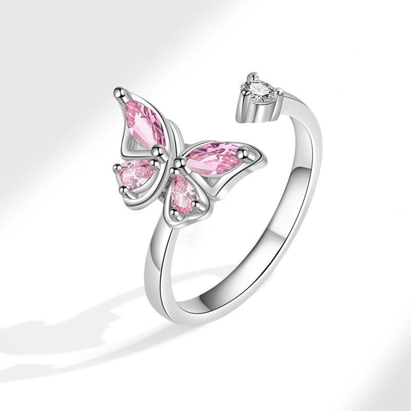 Fidget Spinner Ring Anxiety for Women Multiple Crystal Flower Eye Butterfly Animal Ring Rotate Anti Stress Wedding Jewerly