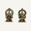 Pure Brass Lakshmi Ganesh Murti, Laxmi Ganesha Idol, Brown-Golden, Religious
