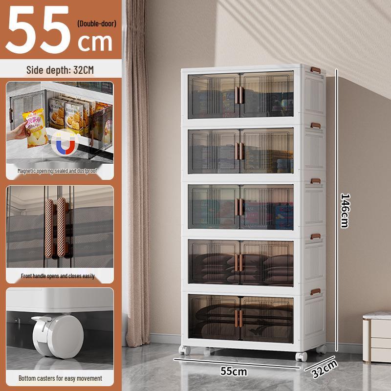Movable Bedroom & Living Room Storage Cabinet: Folding Wardrobe & Plastic Organizer Shelving Unit