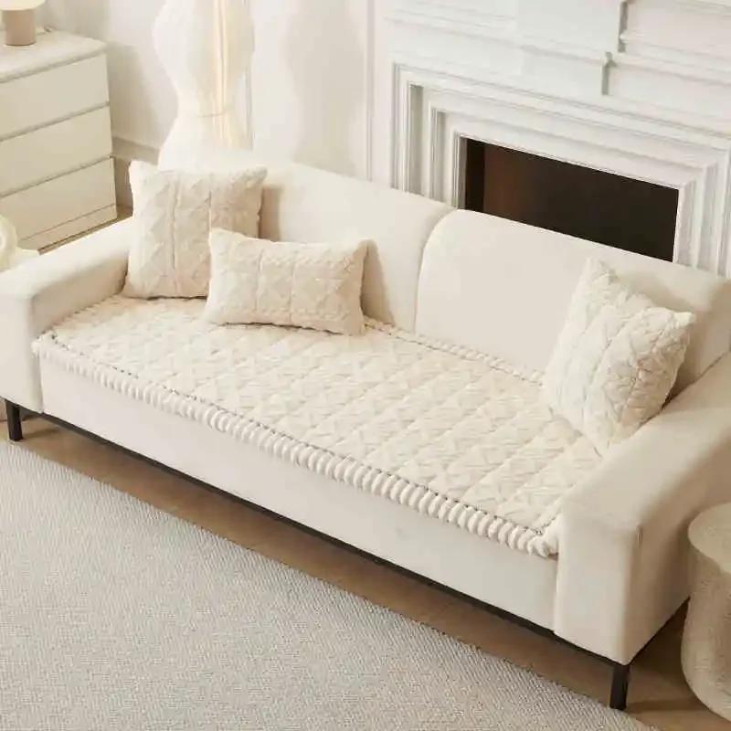 

1 шт. Мягкая плюшевая накладка на подлокотник дивана для гостиной, утолщенный жаккардовый нескользящий чехол для секционного дивана, универсальный протектор для дивана 70x150cm 1pc S