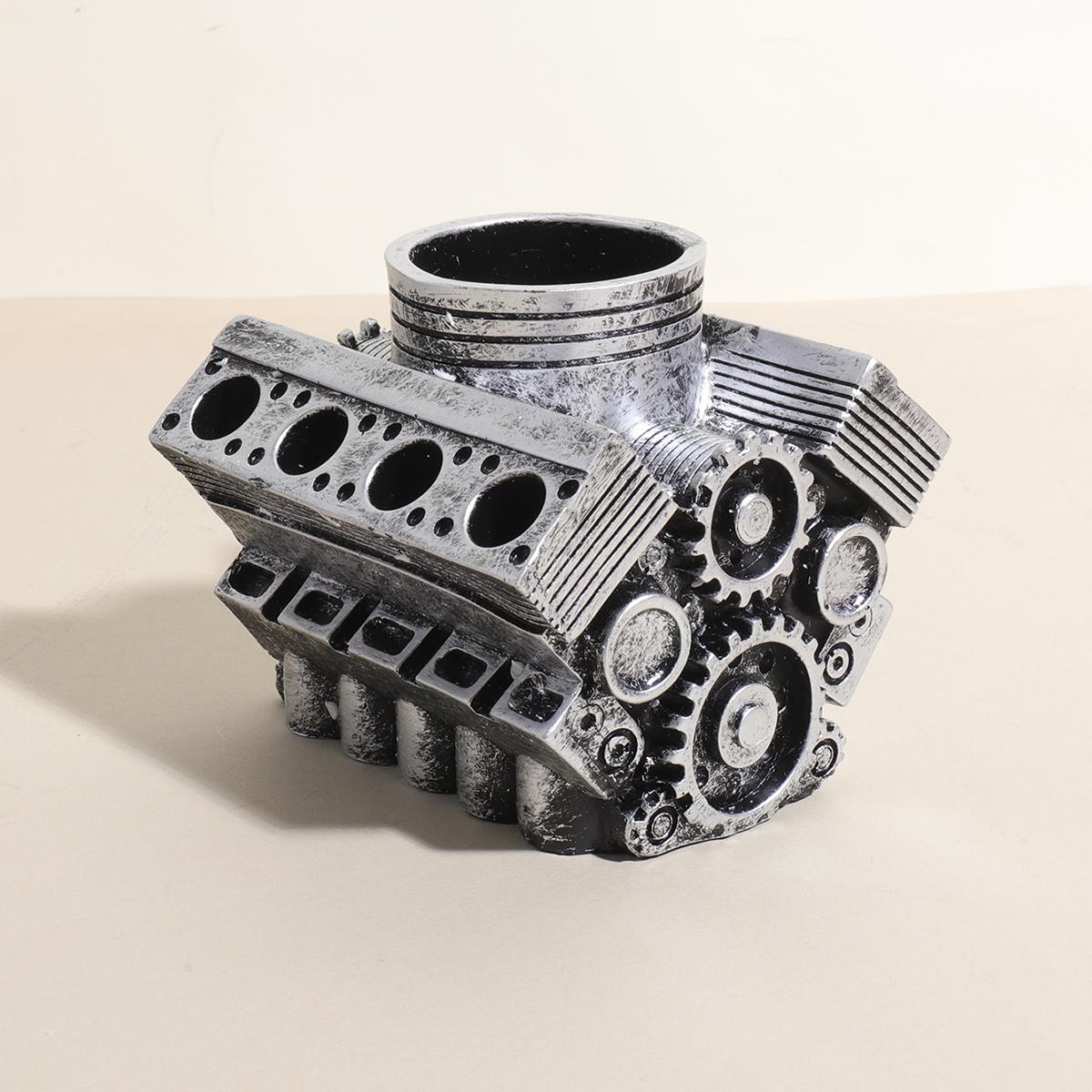 

V8 Engine Pen Holder Resin Car Engine Stationery Organizer Creative Desktop Storage Pencil Case Office Decor Gift for Him