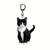 Portachiavi Gatto Bianco e Nero Cartone Animato Portachiavi Animale in Acrilico 2D Ciondolo Gatto Creativo a Doppia Faccia Portachiavi Giocattolo Regalo per Bambini